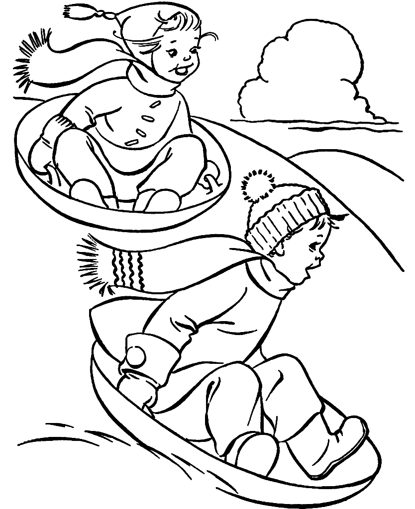 Winter Sports Free Coloring Page