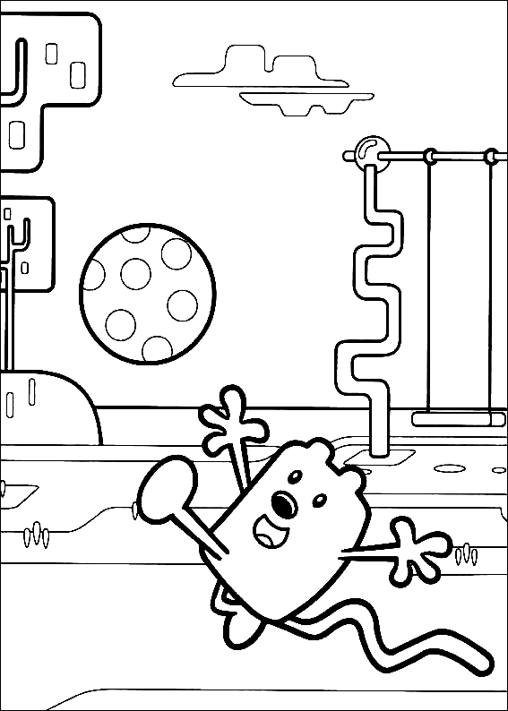 Wubbzy Playing Football Coloring Page