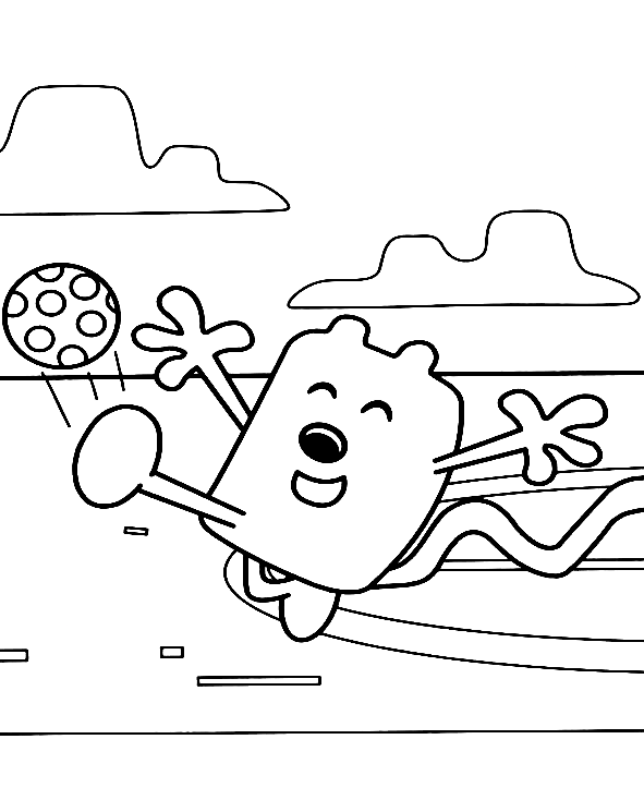 Wubbzy Playing Soccer Coloring Page