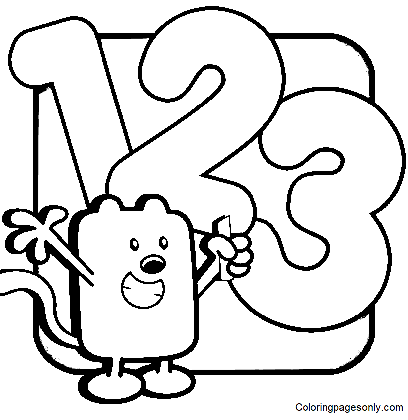 Wubbzy with Numbers Coloring Page