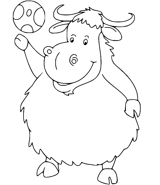 Yak Playing Football Coloring Page