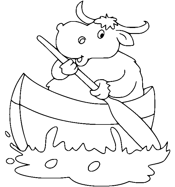 Yak on Boat Coloring Page