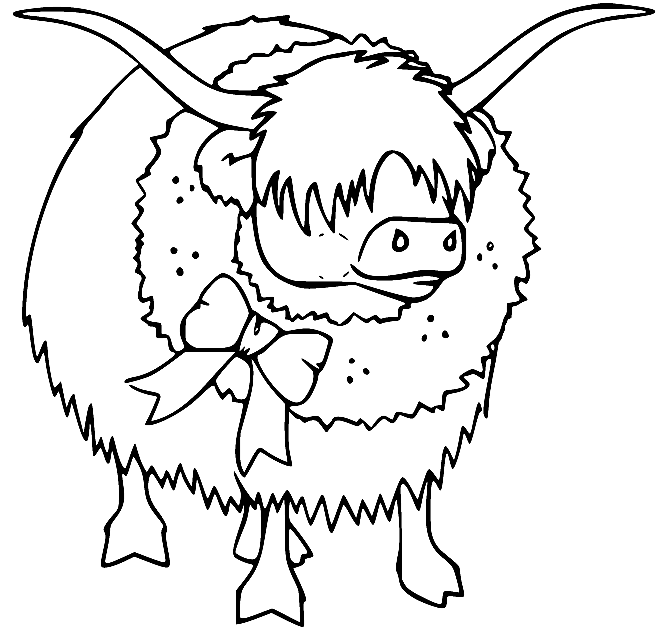Yak with a Bowknot Coloring Pages