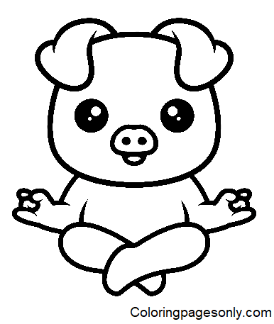 Yoga Pig Coloring Page