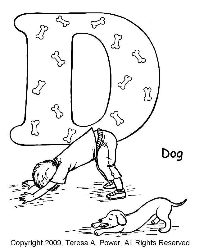 Yogahouding als een hond Letter D uit Yoga