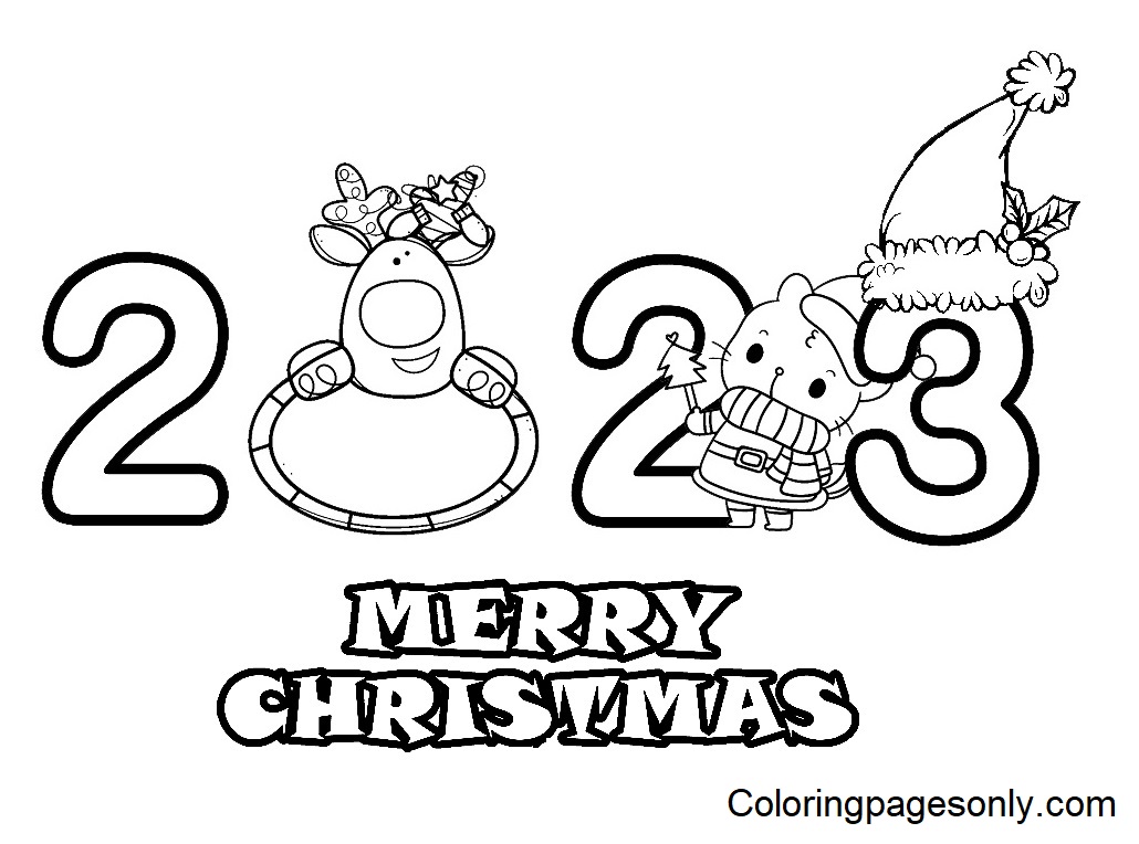 Pagina da colorare di buon Natale 2023