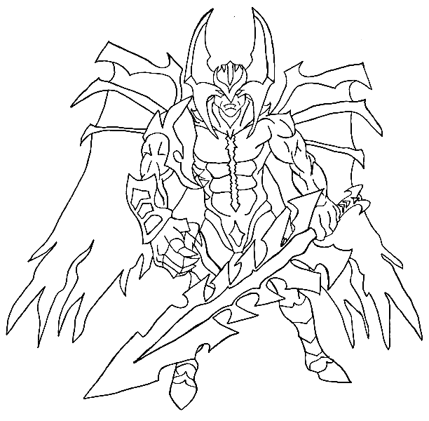 Aatrox from League of Legends Coloring Page