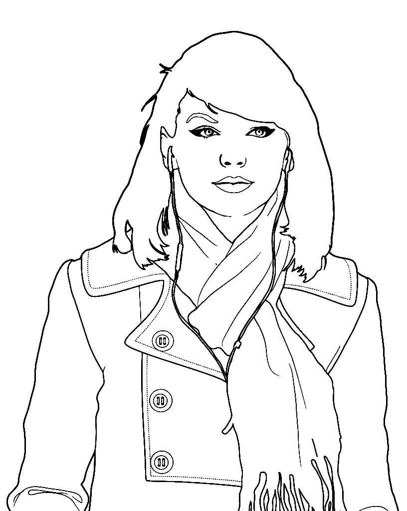 American Pop Singer Taylor Swift Coloring Page