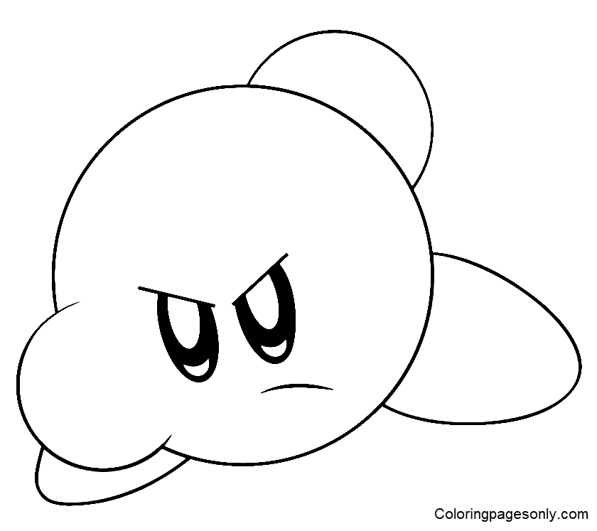 Pagina da colorare di Kirby arrabbiato per bambini