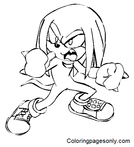 Angry Knuckles Coloring Page