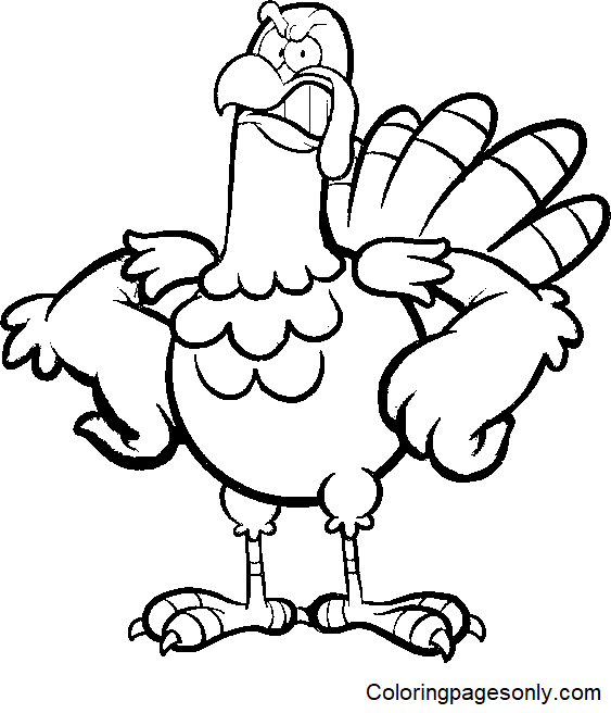 Angry Turkey Coloring Page