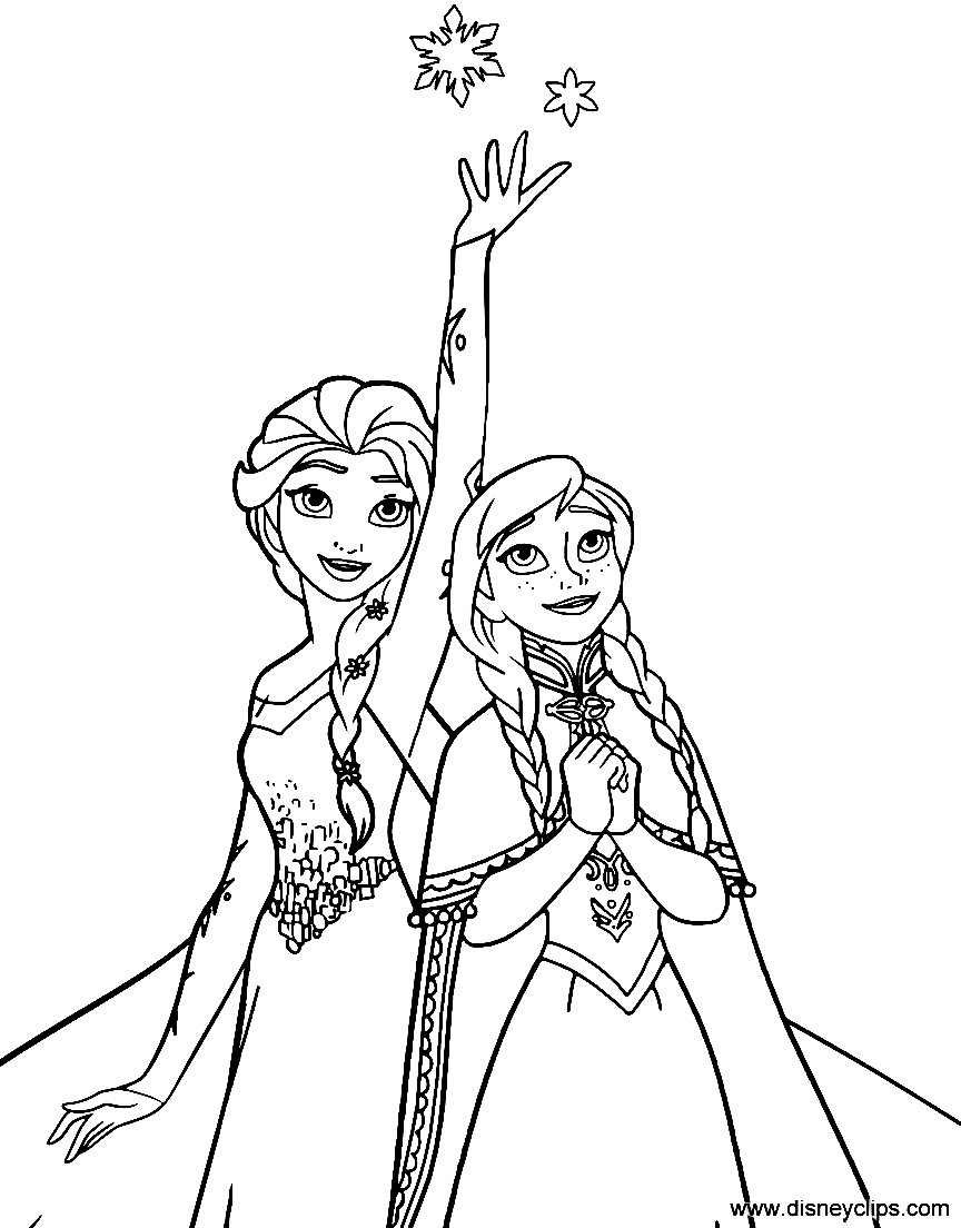Anna marvels at Elsa Magic Coloring Page