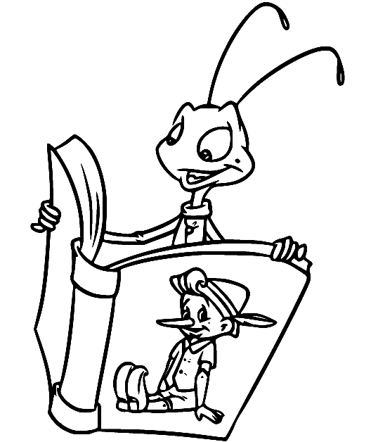 Ant Reading Pinocchio Book Coloring Page