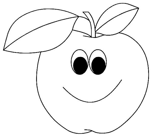 Apple Smiling Coloring Page