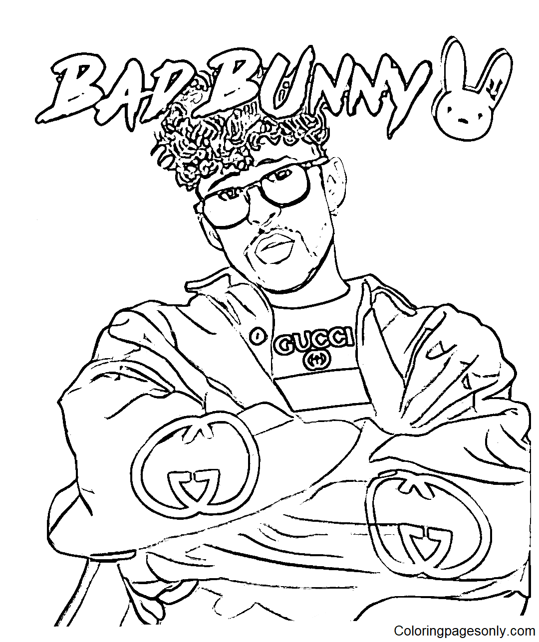 Bad Bunny Rapper Singer Coloring Page