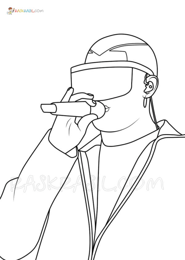 Bad Bunny Singing Coloring Pages
