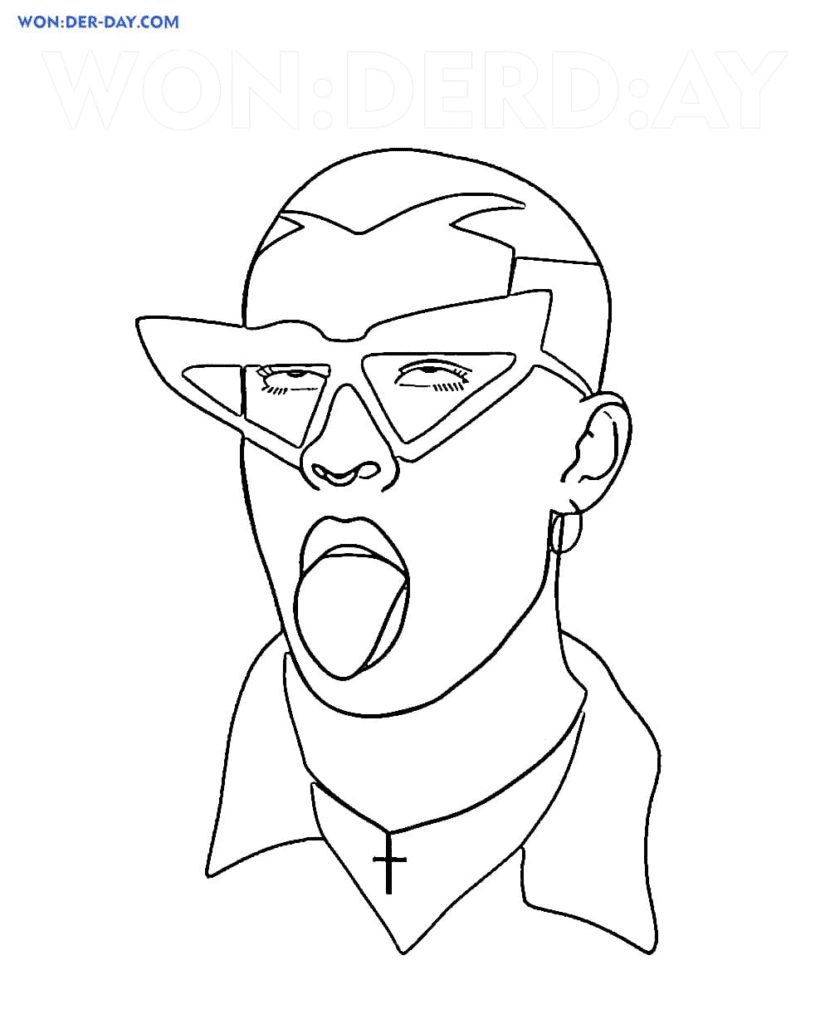 Bad Bunny With Glasses Coloring Page