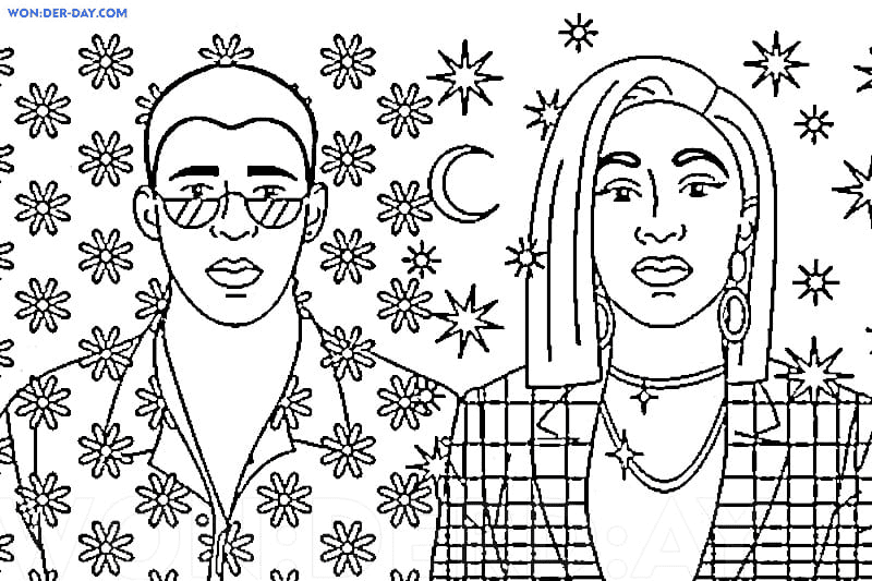 Bad Bunny and J Balvin Coloring Pages