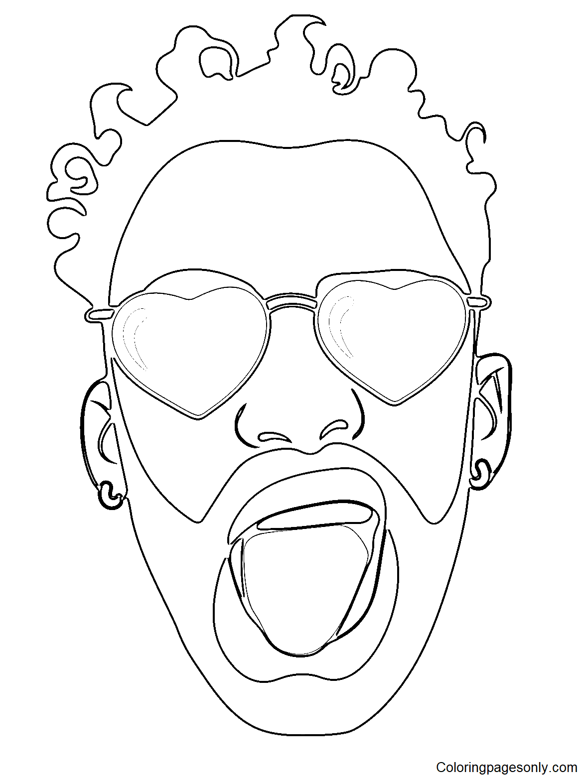 Bad Bunny with Heart Sunglasses Coloring Page