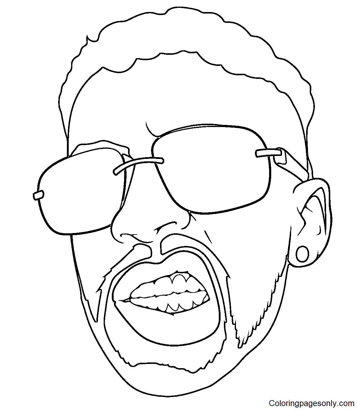 Bad Bunny with Sunglasses Coloring Page