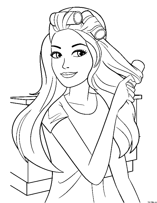 Barbie Brushed Hair Coloring Page