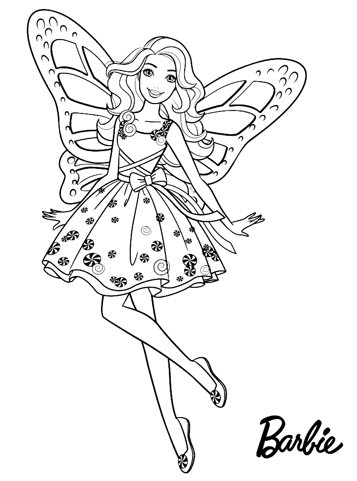 Barbie Butterfly Coloring Page