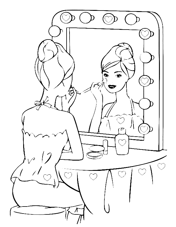Barbie maquillage coloriage
