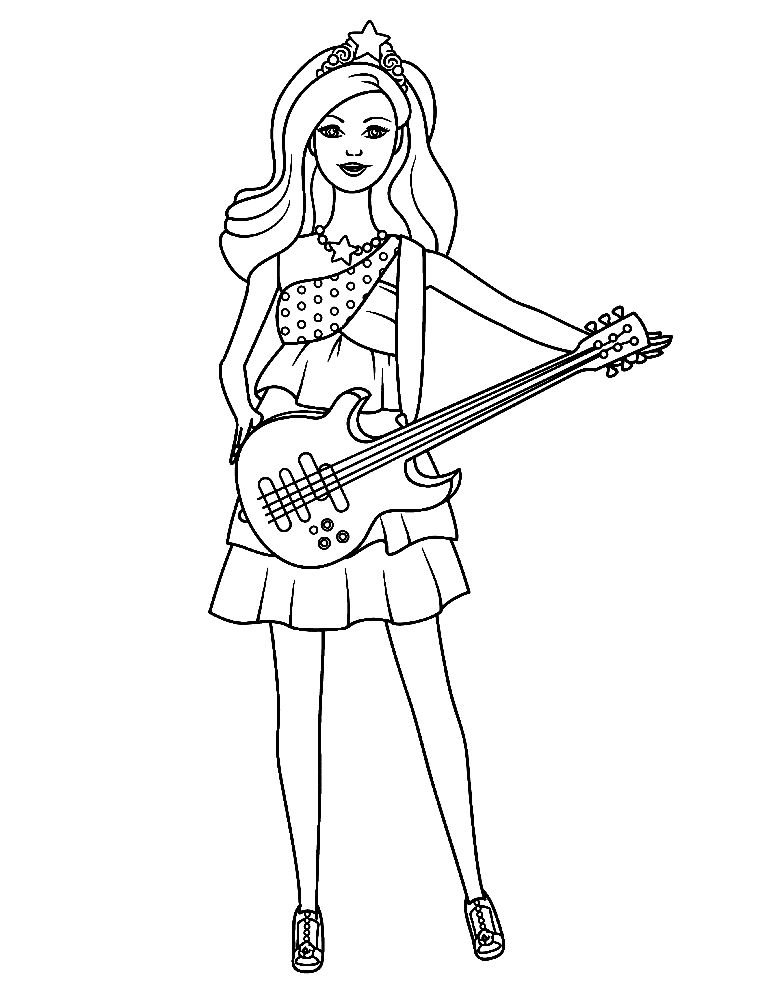 Barbie Playing Guitar Coloring Pages