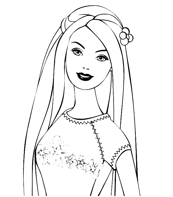 Barbie Smiling Coloring Page