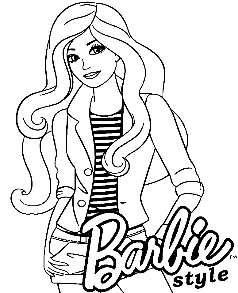 Barbie-stijl kleurplaat