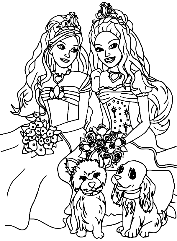 Раскраска Свадьба Барби