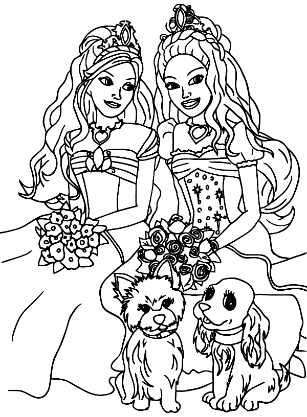 Desenho da barbie noiva para colorir!