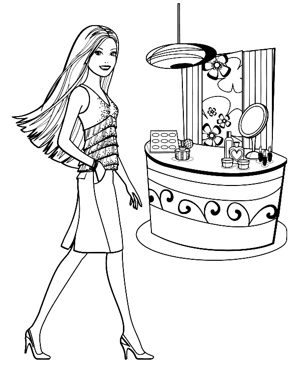 Barbie in Beauty Salon Coloring Page