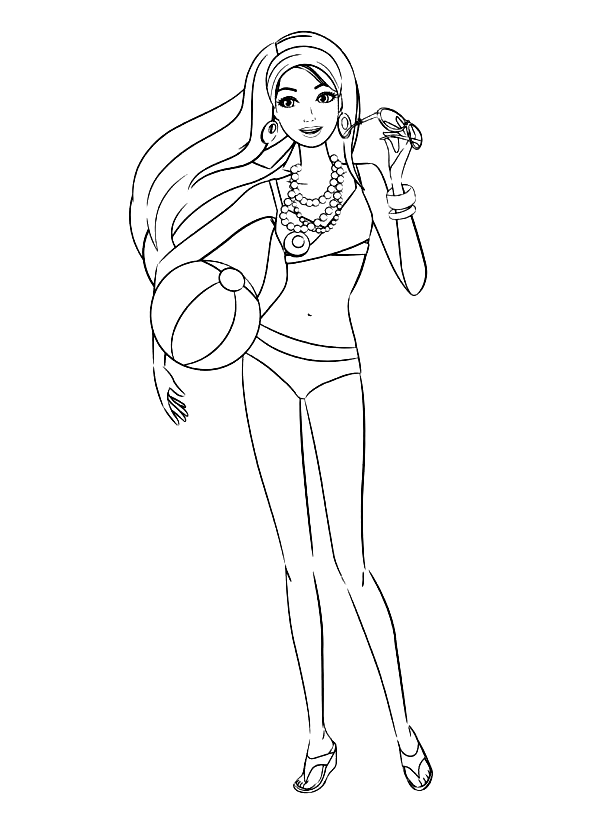 Barbie With Ball Coloring Pages