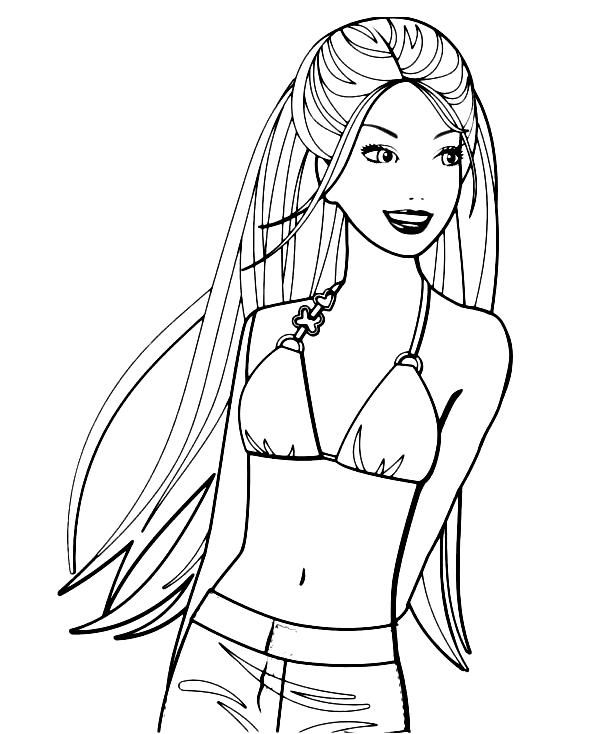 Barbie with Bikini Coloring Pages