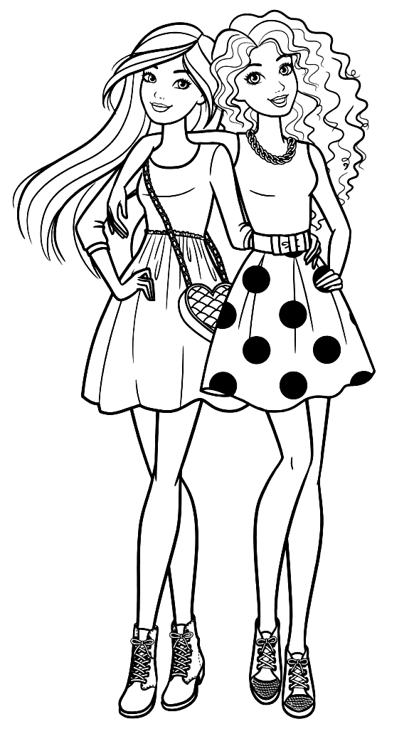 Раскраска Барби с подругой