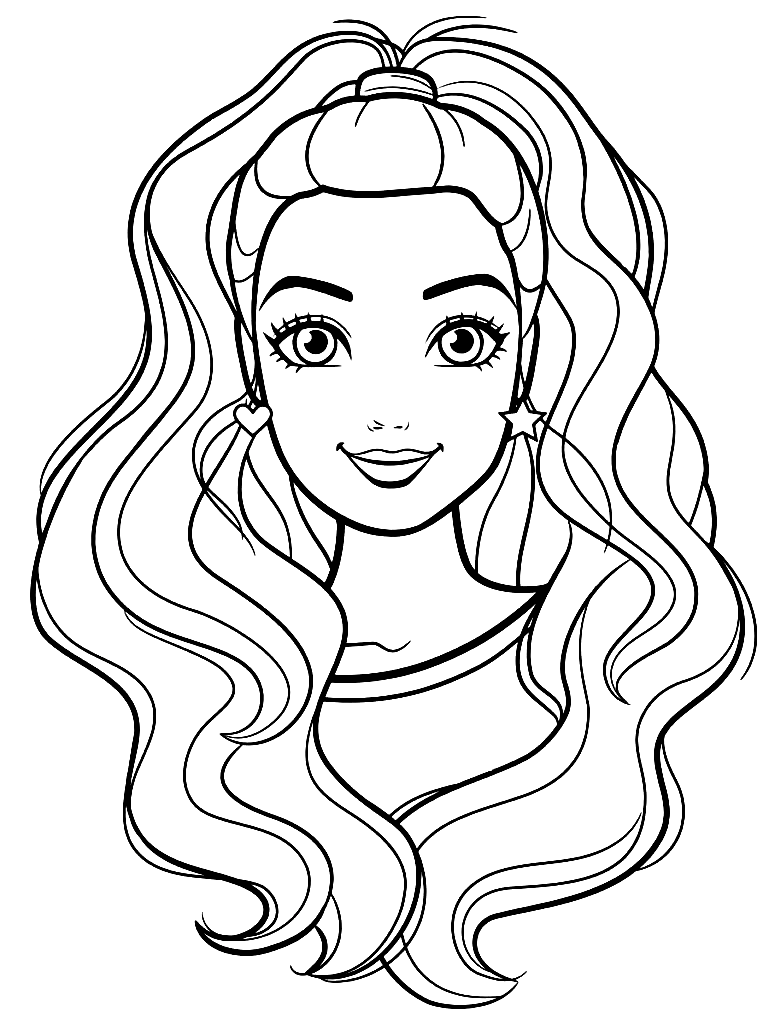Beautiful Barbie Face Coloring Pages