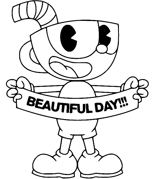 Beautiful Day Cuphead Coloring Page