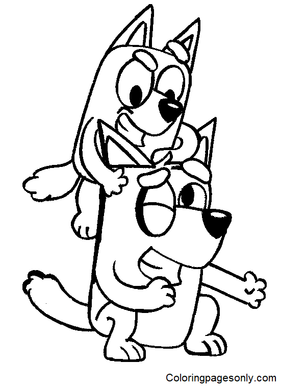 Bluey and Bingo Coloring Page