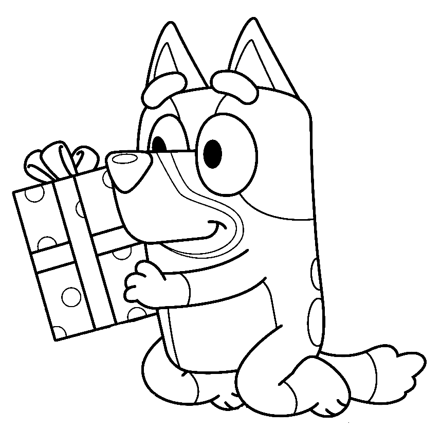 Bluey en geschenk van Bluey