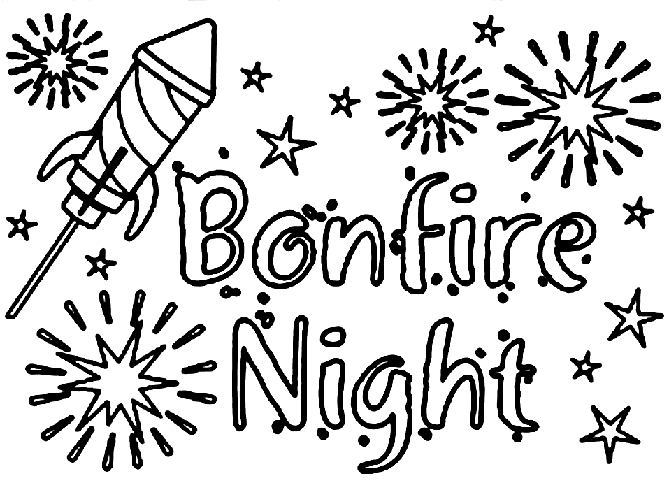 Bonfire Night Free Coloring Page