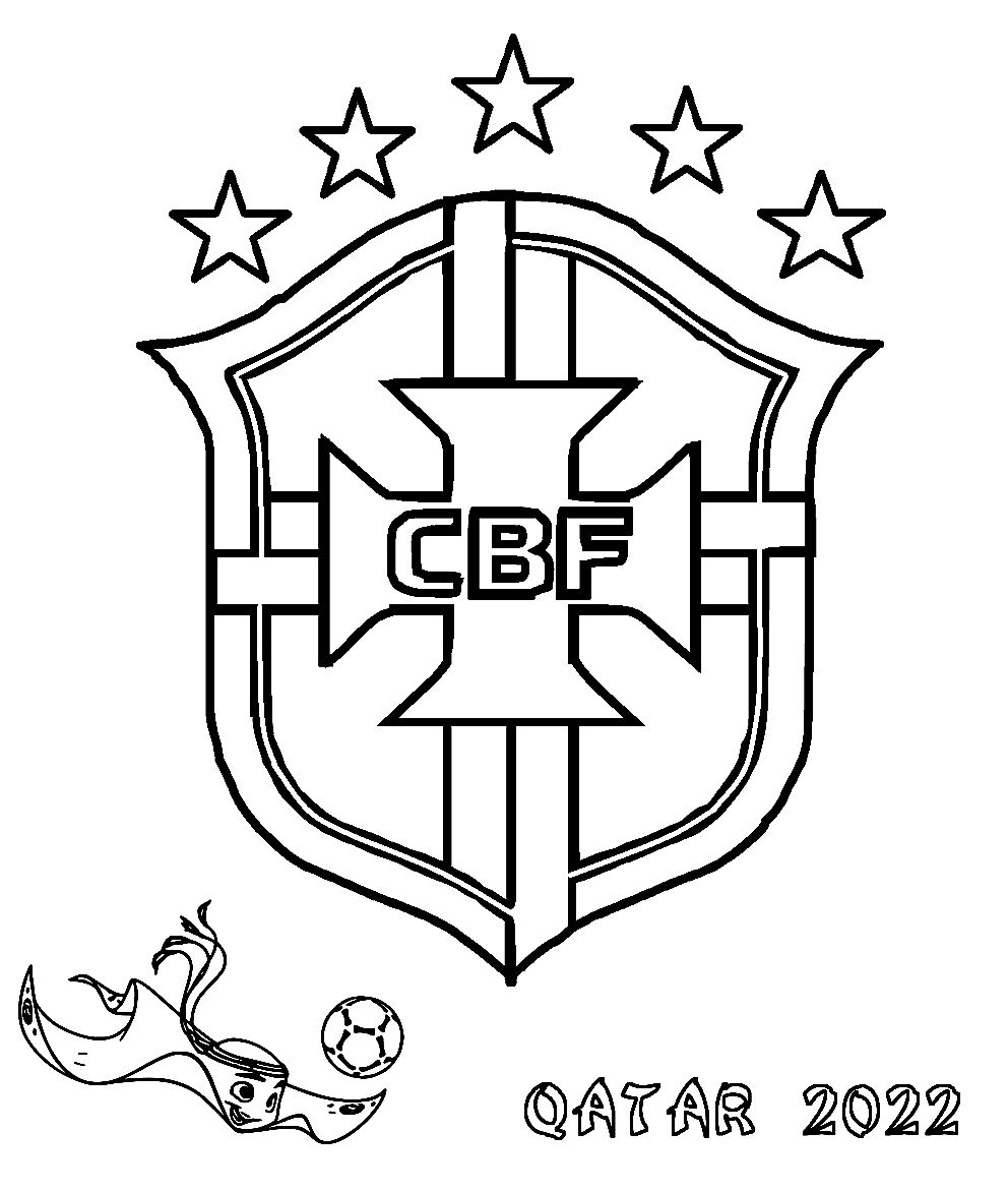 Desenho para colorir da Seleção Brasileira da Copa do Mundo FIFA 2022