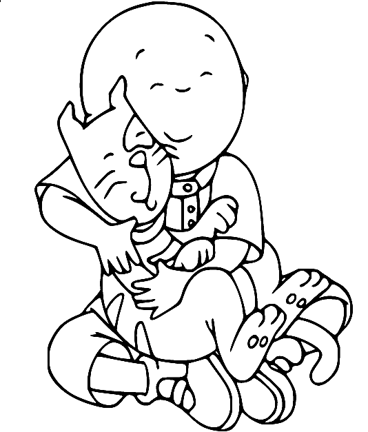 Caillou Holding Gilbert Coloring Page