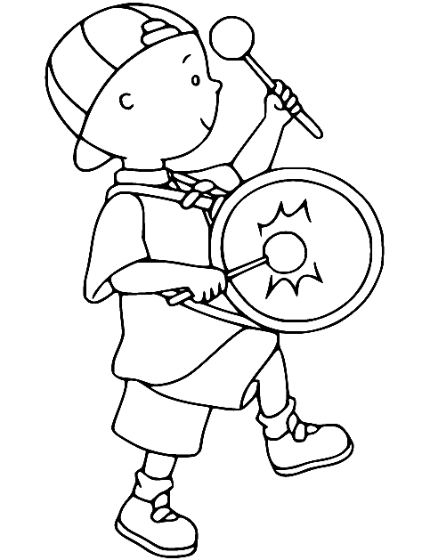 Caillou Playing Drums Coloring Pages