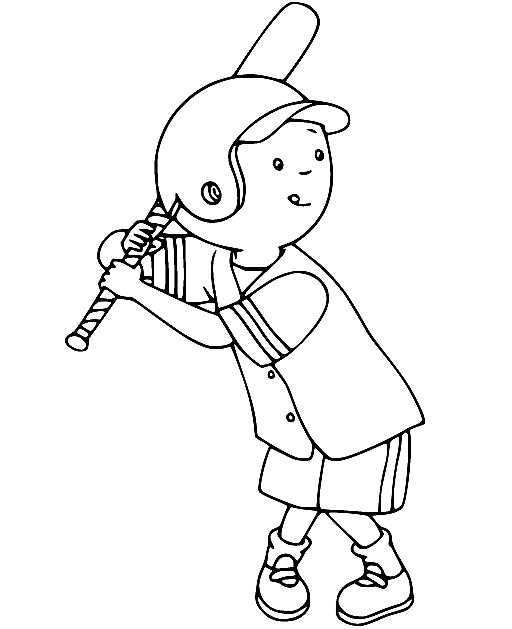 Caillou Plays Baseball Coloring Page