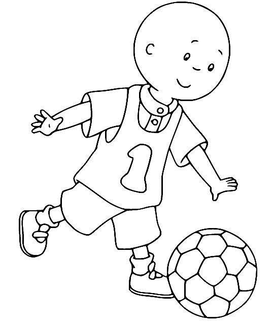 Caillou Plays Football Coloring Page