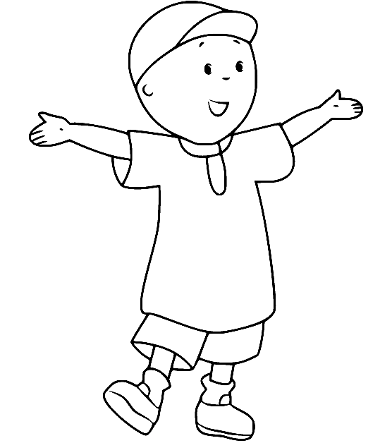 Caillou Stretches His Arms Out Coloring Page