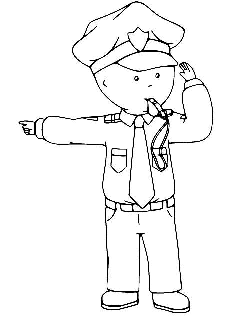 Caillou Traffic Policeman Coloring Page