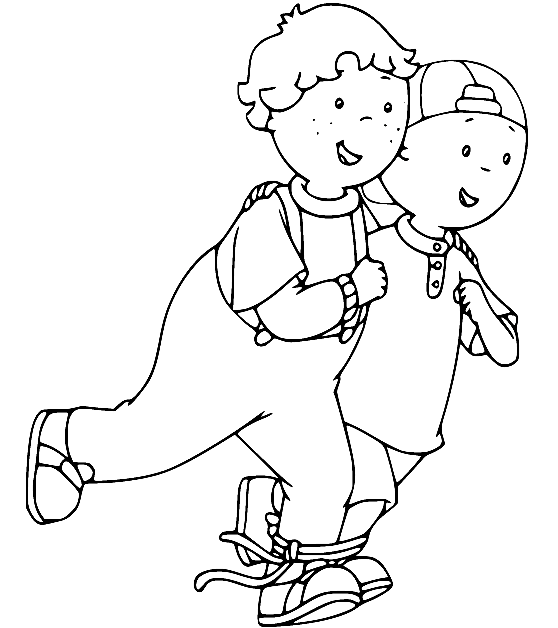 Caillou and Leo Coloring Page