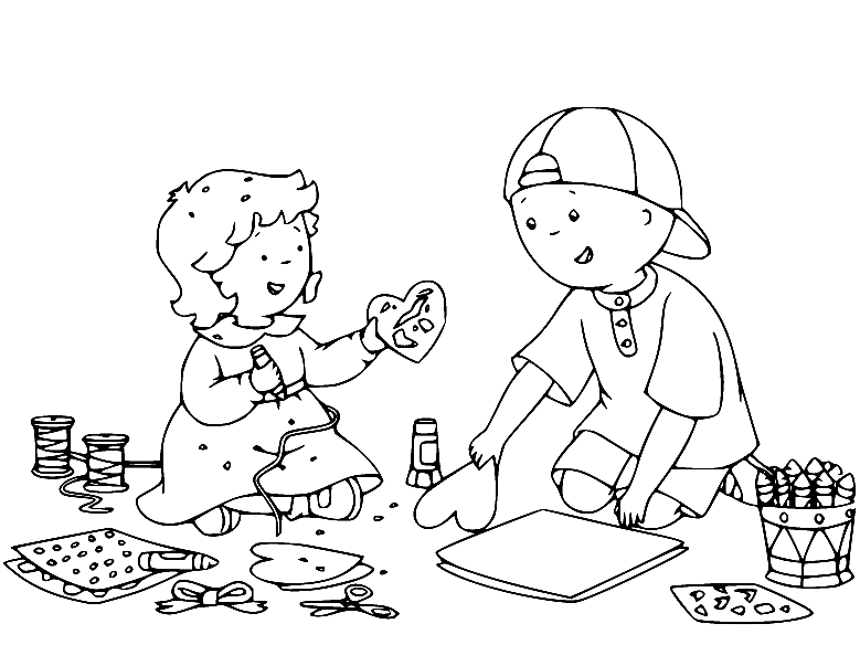 Caillou and Rosie Paint Together from Caillou